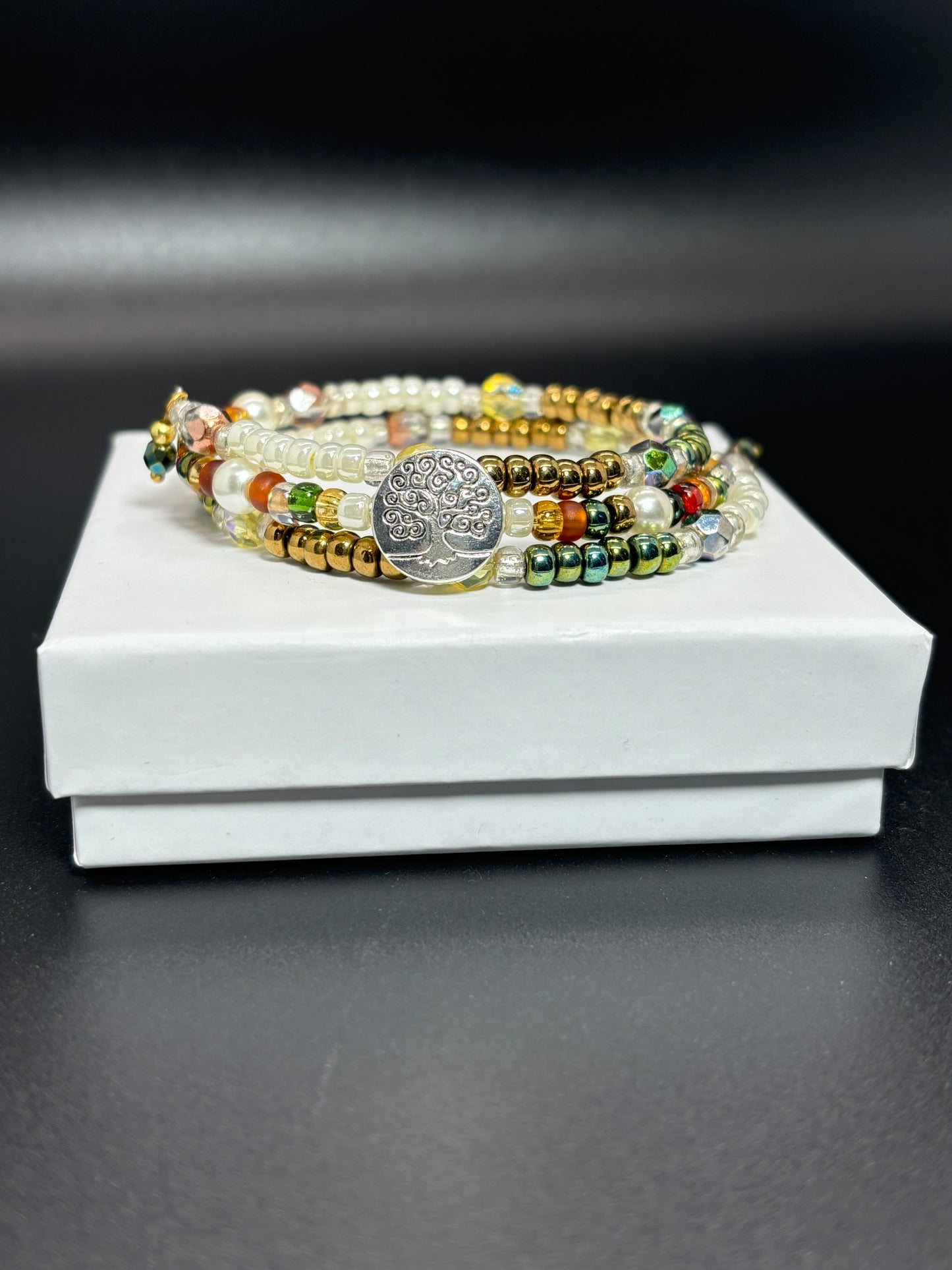 BR-0058 Graceful, Softly-Colored Memory Wire Wrap Bracelet