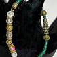 BR-0112 Mystic Aura Quartz Beads with Forest Green Leather Band