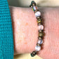BR-0112 Mystic Aura Quartz Beads with Forest Green Leather Band