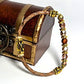 BR-0114 Gold, Tan & Copper Czech Beads with a Tan Mozaic Leather Strap