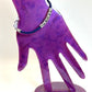 BR-0116 Lavender & Blue Czech Fire Polish Beaded Bracelet on a Royal Blue Leather Strap