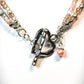 NE-0062-2 Lovely Silver Heart Necklace with Captivating Medley of Blush, Pink, & Silver Beads