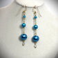 ER-0057 Trio of Turquoise Blue Pearl Dangle Earrings