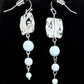 ER-0073 Silver Ruffle and Icy Blue Beaded 3-Tier Earrings
