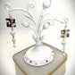 ER-0073 Silver Ruffle and Icy Blue Beaded 3-Tier Earrings