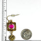 Antique Gold-Framed Fuchsia Earrings