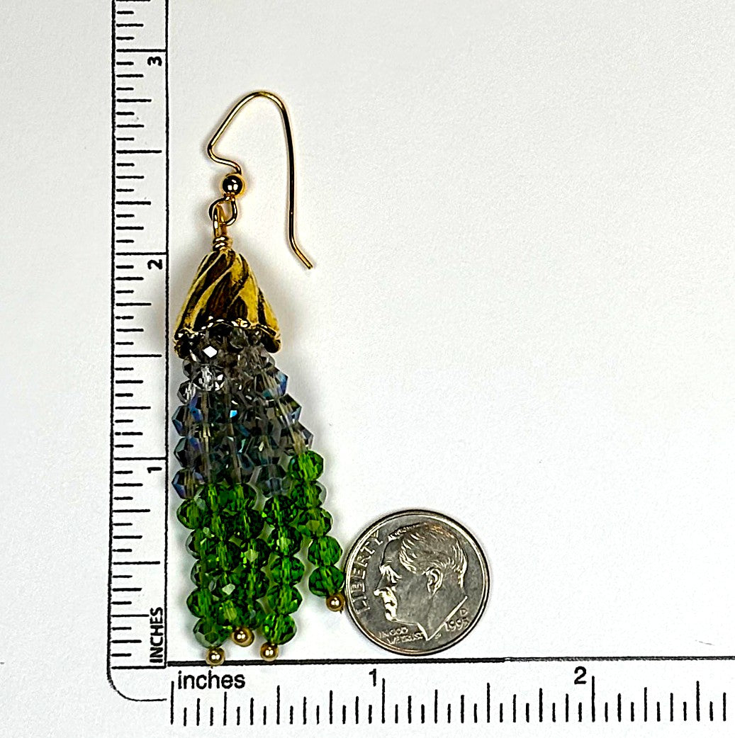 ER-0080 Sparkling Crystal Earrings in Shades of Green