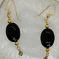 ER-0082 Elegant Black Oval Earrings with Gold Accents