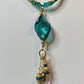 NE-0054  Peacock Teal Blue & Gold Necklace