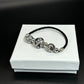 Stylish Black & Silver Clay Bead Bracelet Secured with Black Bolo Leather Strap