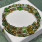 BR-0093 Green and Gold Medley of Beads in a Wrap Bracelet