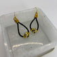 ER-0072 Leopard Clay Beads and Black Leather Earrings