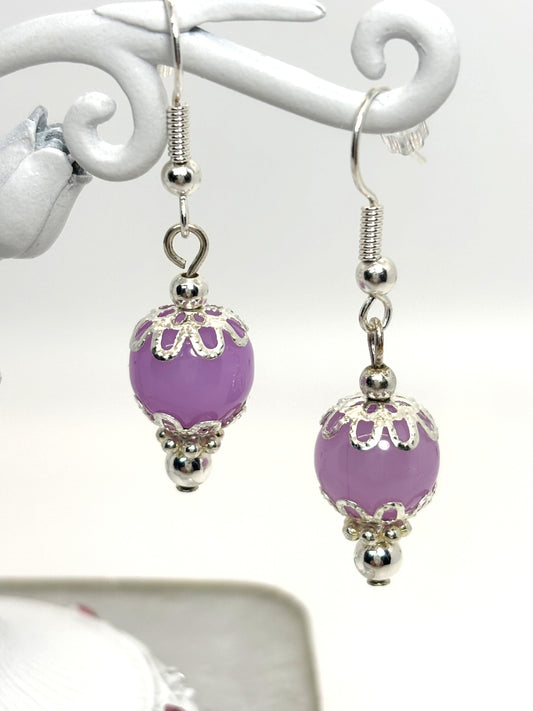 ER-0053 Pretty Lilac and Silver Earrings