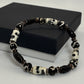 BR-0070 Skull and Brown Bone Beaded Bracelet