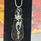 HOLIDAY-NE-306 Green-eyed Silver Cat on Black