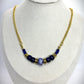 NE-0076 Navy & White Abstract Necklace on Gold-Plated Chain